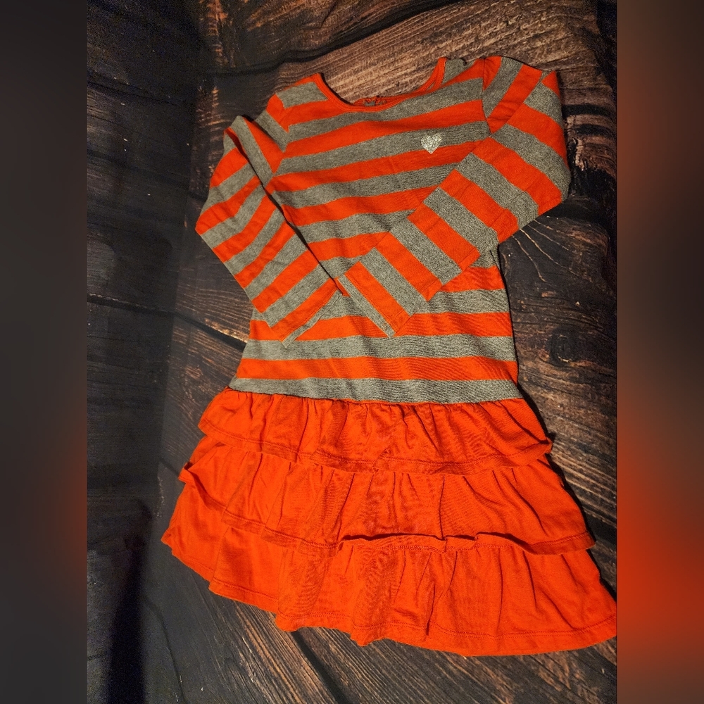 Girls Size 6x Carters Grey and Red Striped Dress